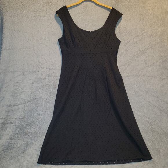 Ann Taylor Black Eyelet Dress Size 8 Vintage Bow Detail Sleeveless Lined - Picture 3 of 10